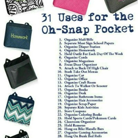 Thirty-one Oh-Snap Pockets 3 PCs Taupe Playful Parade - Picture 9 of 10